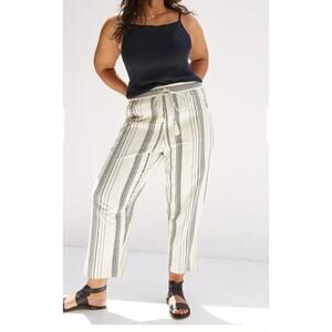 Anthropologie White Striped Cotton pants